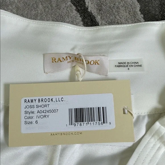 Ramy Brook Ivory High Waist Satin Women's Shorts